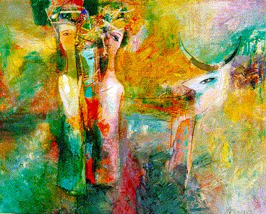 Asein Jumabekov, Tenderness, oil paintings, KYRGYZSTAN