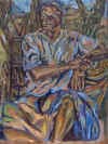 Roselyn Marikasi, The Labourer, oil painting, ZIMBABWE