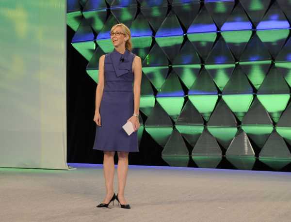 woman speaking at a technology conference